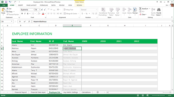 حصريا النسخة التجريبية لبرنامج الحزمة المكتبية Office 2013 Preview  Office2013_excelflashfill